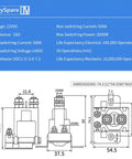 Diagram showing specifications for 80 Amp 12V Continuous Duty Solenoid Battery Isolator And Starter Relay For Your Ride