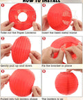 Step-by-step installation of 80 Pcs Rainbow Paper Lanterns Set In 4 6 8 10 Inch Sizes Multicolor Ceiling Hanging Decor.