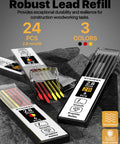 Pro Builder Pencil Set With Sharpener Featuring 2.8mm Mechanical Pencils And 26 Refills In Black Red And Yellow Waterproof