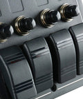 Close-up of 4 Gang Aluminum LED Rocker Switch Panel With Circuit Breaker Waterproof Splash Proof Marine Boat RV Durable Anti Corrosion