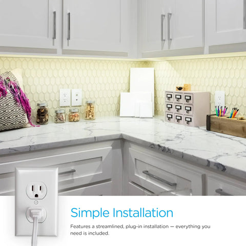 22 Inch LED Under Cabinet Light Plug In No Wiring With Built In On Off Switch Warm White 3000K 432 Lumens installed in kitchen