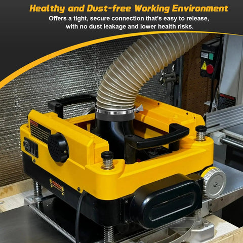 Heavy Duty 4 Inch Magnetic Dust Collection Fittings For Shop Vac Hose Quick Snap Connectors With Magnets attached to a workshop tool.