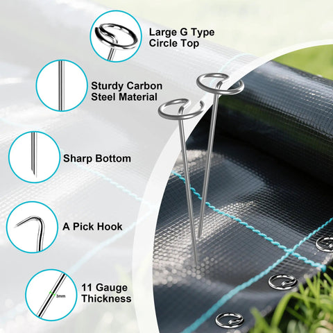 Galvanized 6 Inch Round Head Landscape Nails Tough As Nails Anti Bending Weed Barrier Stakes for lawn and garden use