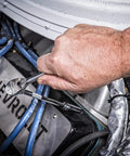 Using Three Eighth Inch Drive Ratchet And Drive Tools Set With Eighty Four Tooth Full Polish Chrome Ratchets on engine