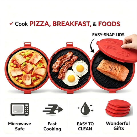 9.5 Inch 5 In 1 Microwave Crisper Pan For Toasties Paninis Grilled Cheese Bacon And Pizza Crisper Nonstick Dishwasher Safe Easy Clean