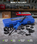 All In One Slide Hammer Puller Kit DIY Ready 22 Piece With One Inch To Two Inch And Seven Eighths Inch Adapters displayed on workbench