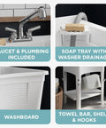 All In One Freestanding Utility Sink With Pull Out Faucet For Laundry Room Basement Garage And Outdoor Kitchen features