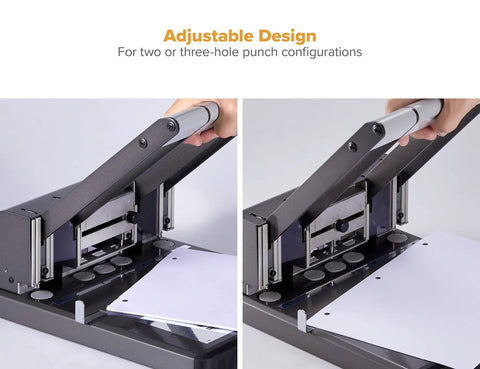 Extreme Duty Two To Three Hole Punch With High Leverage Handle and Precision Steel Punch Heads adjustable design view