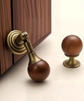 Walnut Wood Drop Pull Handles With Antique Brass Finish For Cabinets And Dressers Vintage Inspired Knobs