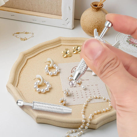 Stainless Steel Ball Grabber Tool For Piercing Jewelry Change And Tiny Object Pickup With 4 Prongs For IC Chips And Electronic Components Pearl Grabber Silver