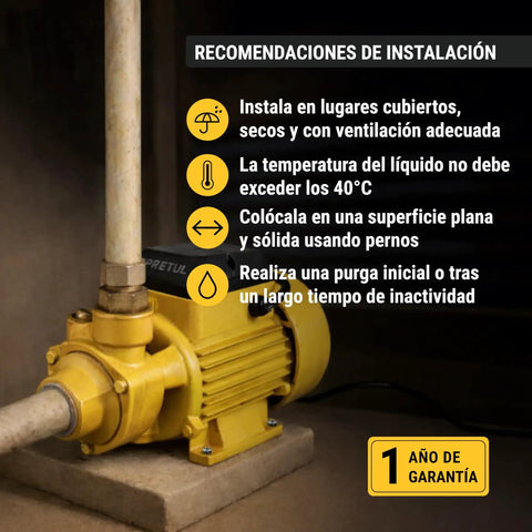 Electric Peripheral Water Pump Half Horsepower Built For Home Use Beefy Performance Durable Build Yellow Finish Easy Install And Quiet Operation Ideal For Small DIY Projects And Garden Watering next to pipes