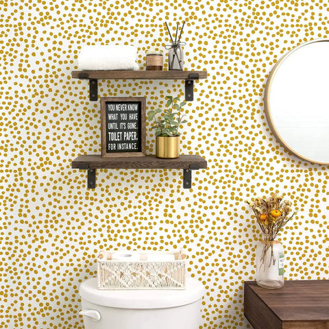 Bathroom with Yellow Polka Dot Peel And Stick Wallpaper For Walls Dope Home Decor 17.7 By 393.7 Inches Vinyl Self Adhesive Contact Paper