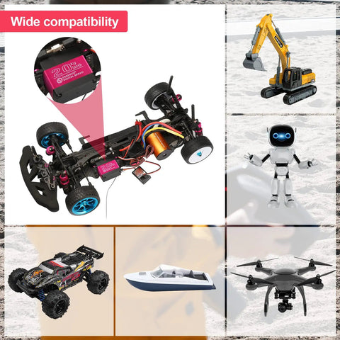 High Torque 20Kg RC Servo Motor waterproof shows wide compatibility with RC cars, robots, excavators, and drones