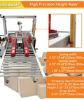 Automatic Carton Sealer And Strapper All In One Box Packing Station with adjustable sealing height and width specifications.