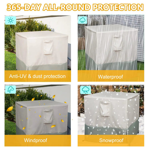 Heavy Duty Outdoor AC Cover for Central Unit 30x30x32 Inches Waterproof Windproof All Weather Protection in different environments