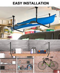 Adjustable Ceiling Storage Rack For Garage Overhead Shelf Bracket Heavy Duty Steel Construction 22 To 33 Inch Width kayak bike