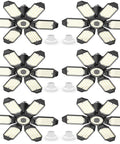 Six Pack 200W LED Garage Lights With E26 E27 Base 6500K Daylight 22000 Lumens Adjustable Ceiling Shop Lights