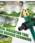 4 Pack Flexible Sprinkler System With Spike Base For Above Ground Lawn Irrigation, images of sprinklers in garden, yard, lawn