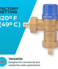 Half Inch HG110 Crimp Thermostatic Mixing Valve With Barb Connections And Integral Checks Brass Plumbing Fitting