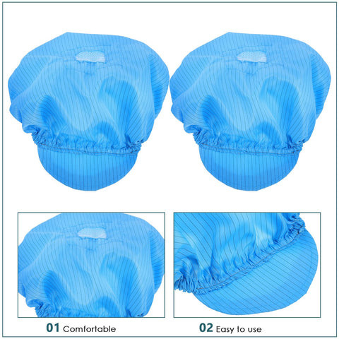 Gotta Love These Five Pack Anti Static Work Caps Designed With Breathable Mesh To Keep Your Head Fresh In Cleanrooms And Workshops Lightweight Blue Scrub Hats showing comfortable blue mesh vented caps.