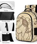Vintage Bull Line Art Printed Backpack Unisex Large Capacity All Day Everyday Carry Daypack with handle, straps, zipper, pockets