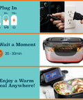 Instructions for using Electric Heated Lunch Box For Adults 100W Portable Food Warmer 1.5L Stainless Steel With 12 24 110V