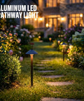 Low Voltage Pathway Lights 6 Pack Outdoor Landscape Lighting 12V 10W 2700K Warm White Die Cast Aluminum Housing For Walkways Patios Yards Gardens Easy Install For Outdoor Decor glowing in a garden path at night