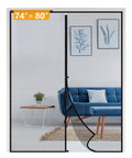 Magnetic Screen Door For 74x80 Inch Doors, black mesh door with ultra strong magnets, fits French front or back sliding doors, installed view