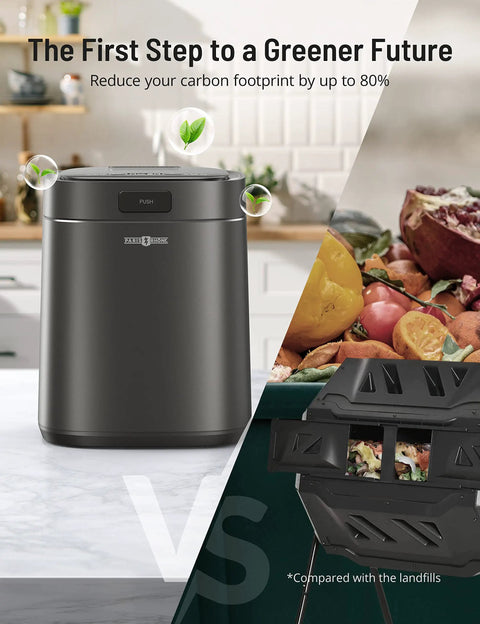 Electric Kitchen Compost Bin For Indoor Countertop With 3 Modes, Odor Free Carbon Filter System in a kitchen setting