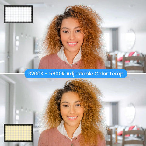 Video Conference Lighting Kit For Zoom And Live Streaming Level Up Your On Screen Presence With Adjustable Brightness And Color Temperature Laptop Mount Included For Effortless Remote Work showing color temp adjustment