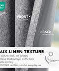 100% Blackout Curtain Panels With TPU Bonded Lining For Hella Dark Rooms, faux linen texture, light gray, room and window facing view