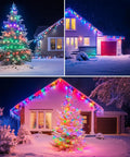 50Ft Outdoor String Lights With 27 Shatterproof Diamond Bulbs IP65 Waterproof Heavy Duty LED Patio Lights on snowy house