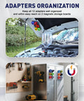 Engine Oil Funnel Kit With Spill Proof Design And Flow Control Valve for mess-free oil changes, adapter organization shown