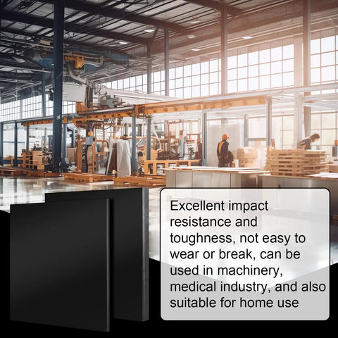 Two Black HDPE Sheets 12x12 Inches Thick One Inch And One Half Inch High Density Polyethylene Board For DIY Projects Machining And Home Use Built Tough Durable Plastic Sheets Bundle in industrial setting.