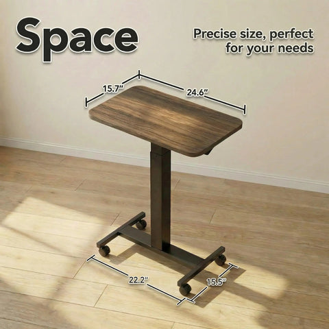 Rollin Laptop Standing Desk With Adjustable Height On Wheels Mobile T Base With Locking Casters Sit Stand Workstation