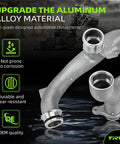 Drop In Aluminum Coolant Outlet Pipe LR092992 Heavy Duty Swap For Land Rover And Jaguar Rides Straight Plug And Play engine component with water droplets.