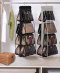 Super Handy Two Pack Hanging Handbag Purse Organizer Keeps Purses Tidy For Closet With Eight Pockets Oxford Cloth Storage Hanger