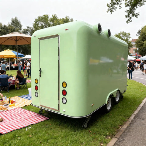 Kickstart Your Food Truck Hustle With This Turnkey Mobile Kitchen Trailer Featuring Plug And Play Electrical And Nsf Stainless Steel Counters Perfect For Sliders Coffee And Quick Cash Flow - rear view at outdoor festival.