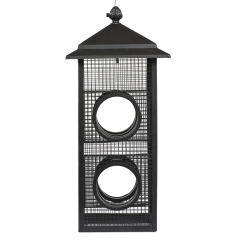 Fly-Thru Wild Bird Feeder With Two Feeding Stations 2 Lb Capacity For Black-Oil Sunflower Seeds Outdoor Bird Feeder