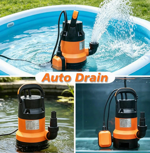 Professional Grade 0.5HP Submersible Water Pump With Automatic Float Switch 110V in pool draining water quickly.