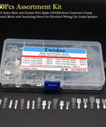 Twidec 360-piece spade terminal kit with insulated sleeves for 2.8/4.8/6.3mm automotive wiring (front view)