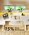 U Shaped Electric Standing Desk With Keyboard Tray And Monitor Stand, 55 Inch Adjustable Sit Stand Table, dual monitors installed