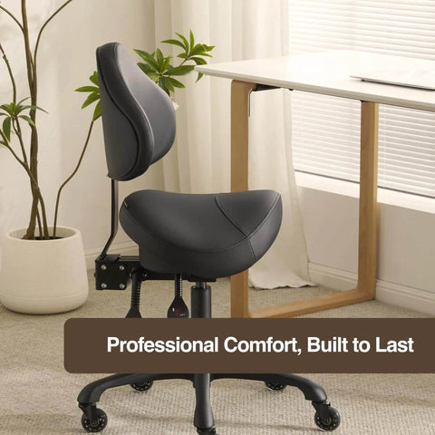 Pneumatic Swivel Saddle Chair With Wheels For Hair Stylists Dentists Hygienists And Spa Pros Ergonomic Back Support