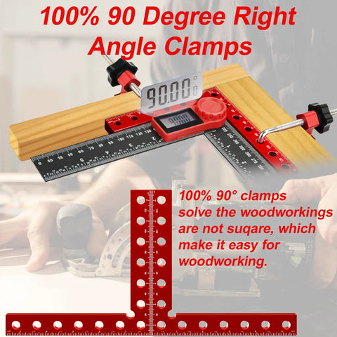 Four Piece Aluminum Corner Clamps Set With Box Five Point Five Inch 90 Degree Right Angle Clamp in woodworking use