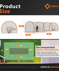 Product diagram showing 30 Ft Backyard Batting Cage With Frame And Net Heavy Duty Baseball Training Netting for size guidance.
