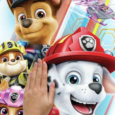 Paw Patrol Movie Peel And Stick Giant Wall Decals For Kids Room featuring Marshall and Chase close-up with a helicopter.