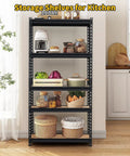 Heavy Duty Five Tier Metal Shelving Unit 48 By 24 By 72 Inches Industrial Storage Rack for kitchen storage and organization.