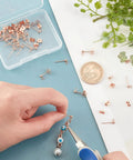 Rose Gold Ball Stud Earrings Pack 30 Hypoallergenic Stainless Steel Posts With Loops And Ear Nuts Dope For Jewelry Making DIY Earrings Crafting 14x3mm Everyday, DIY earring assembly