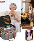 3 Piece Crochet Bag Set With Wrist Yarn Holder Large Waterproof Yarn Tote Knitting Organizer With Adjustable Strap Black Stripes