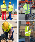 Workers wearing 10 Pack XL Yellow High Visibility Reflective Safety Vests Class 2 for Traffic Construction Industrial Jobs